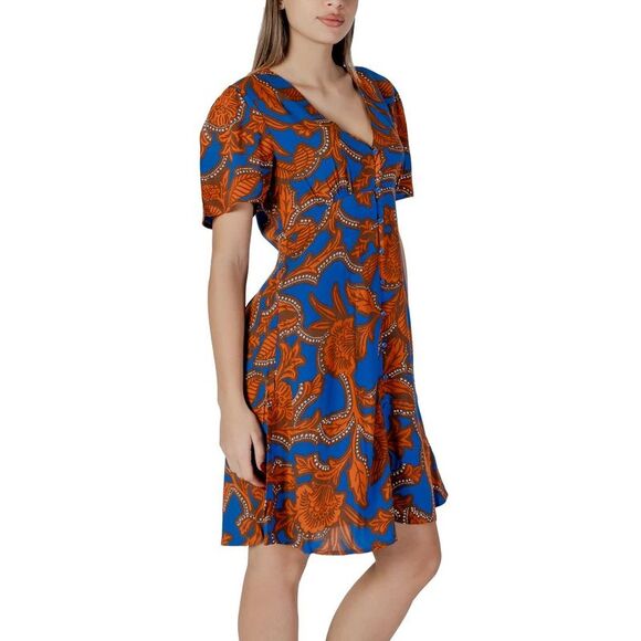 B.Young Blue Viscose Midi Women's Dress - Picture 3 of 4
